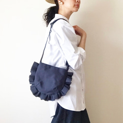 【受注生産】 ミニサイズfrill shoulder bag （navy） 1枚目の画像