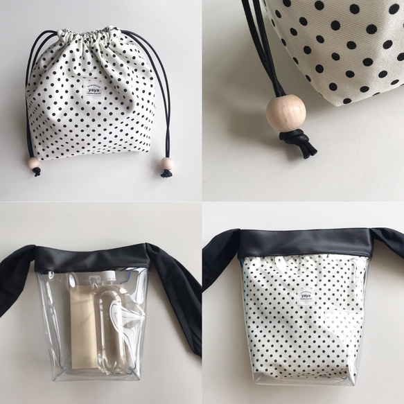 《3way》PVC ribbon tote bag （クリア×ドット） 10枚目の画像