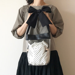 《3way》PVC ribbon tote bag （クリア×ドット） 5枚目の画像