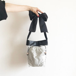 《3way》PVC ribbon tote bag （クリア×ドット） 7枚目の画像