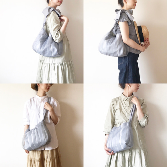 【受注生産】ミニサイズ《3way》ribbon tote bag（mint） 2枚目の画像