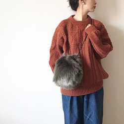 【soldout】 2way eco fur mini bag（カーキ） 3枚目の画像