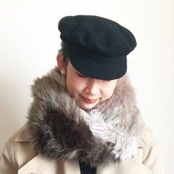 【sold out】ecofur snood（グレージュ×カーキ） 1枚目の画像