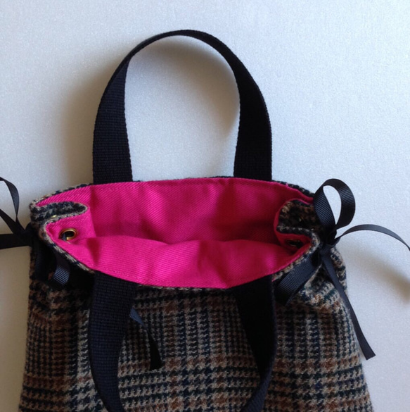 glen check tweed tote bag 3枚目の画像