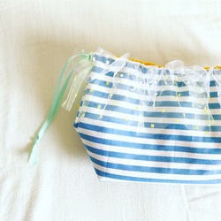dots tulle pouch （ボーダー） 2枚目の画像