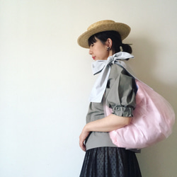 3way  ribbon tote bag （tulle pink） 2枚目の画像