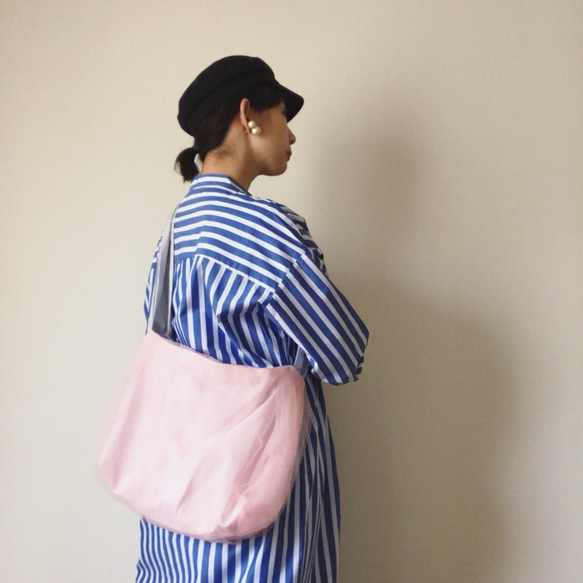 3way  ribbon tote bag （tulle pink） 4枚目の画像