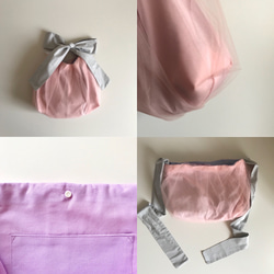 3way  ribbon tote bag （tulle pink） 5枚目の画像