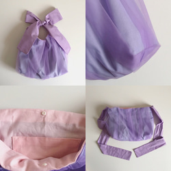 【受注生産】3way  ribbon tote bag （tulle purple） 5枚目の画像