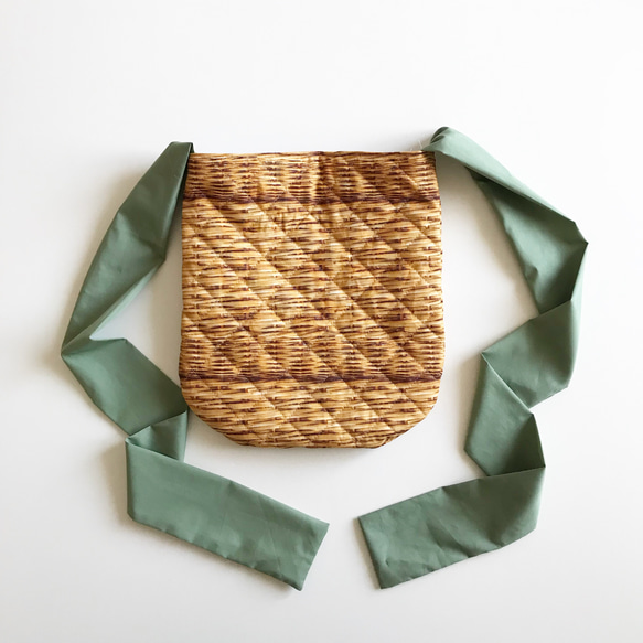 【受注生産】3way ribbontotebag （basket × moss green） 4枚目の画像