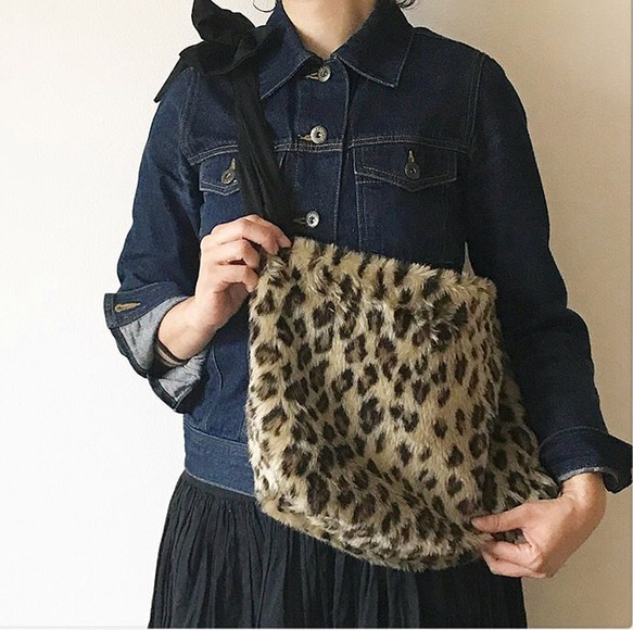 eco fur 3way ribbon tote bag2018（レオパード） 3枚目の画像