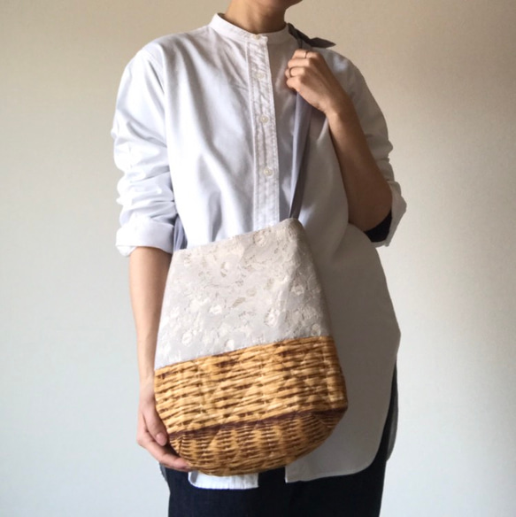 【受注生産】 3way  ribbon tote bag（race beige） 4枚目の画像