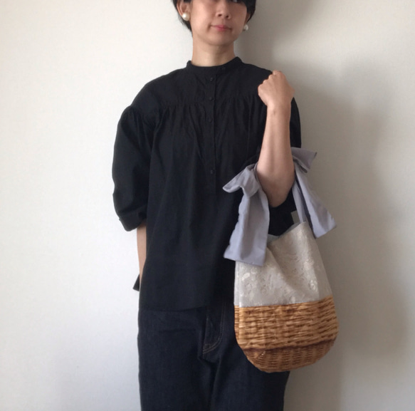 【受注生産】 3way  ribbon tote bag（race beige） 5枚目の画像