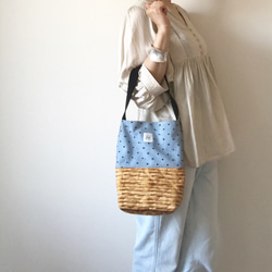 Dots tulle canvas tote bag（sky blue） 2枚目の画像