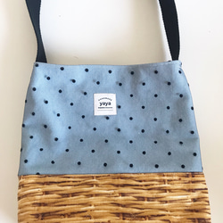 Dots tulle canvas tote bag（sky blue） 4枚目の画像