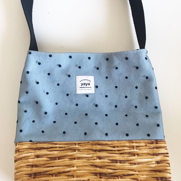 Dots tulle canvas tote bag（sky blue） 4枚目の画像