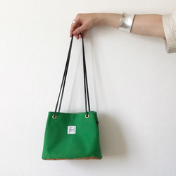 【受注生産】2way canvas mini bag（グリーン） 1枚目の画像