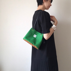 【受注生産】2way canvas mini bag（グリーン） 2枚目の画像