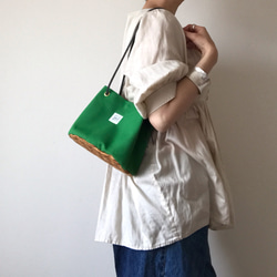 【受注生産】2way canvas mini bag（グリーン） 3枚目の画像