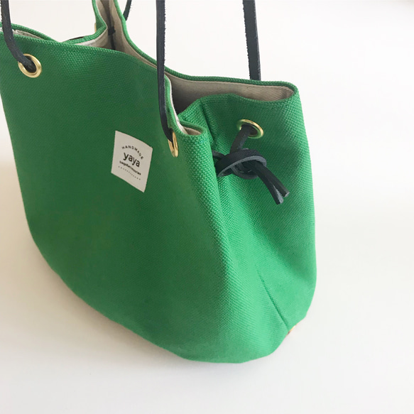 【受注生産】2way canvas mini bag（グリーン） 5枚目の画像