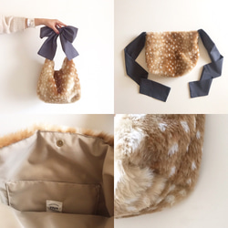 3way eco fur ribbon tote bag（バンビ柄） 5枚目の画像