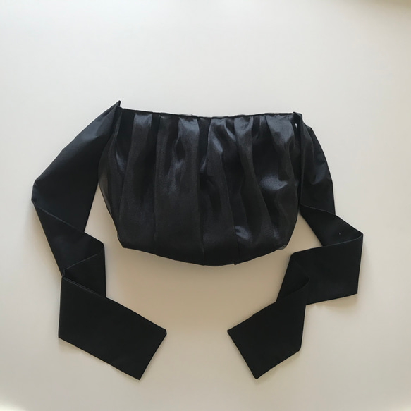 【受注生産】 《3way 》 ribbon tote bag （black） 5枚目の画像