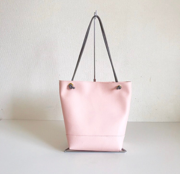 【受注生産】eco leather baketsu bag（sakura pink） 2枚目の画像