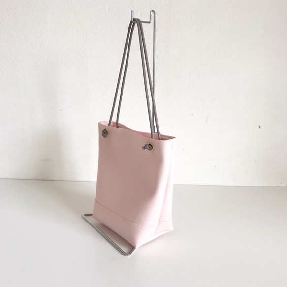 【受注生産】eco leather baketsu bag（sakura pink） 4枚目の画像