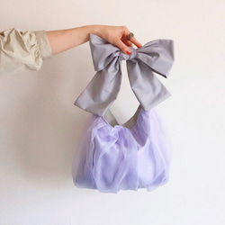 3way  ribbon tote bag （purple） 1枚目の画像