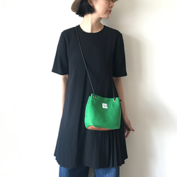 【受注生産】2way canvas × ecoleather mini bag（グリーン） 3枚目の画像