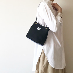 【受注生産】2way canvas × ecoleather mini bag（ブラック） 1枚目の画像