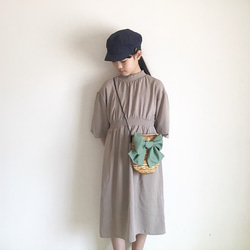 【soldout】リンクコーデセット（basket柄 × moss green ribbon） 2枚目の画像