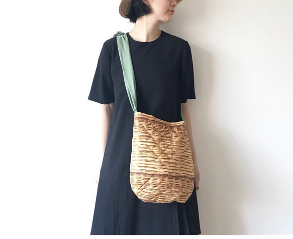 【soldout】リンクコーデセット（basket柄 × moss green ribbon） 5枚目の画像