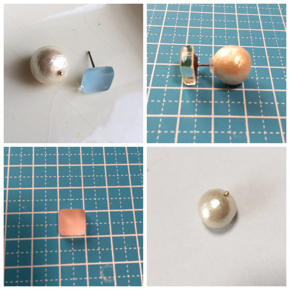 可選色 霧面色糖果和棉花珍珠的耳環 第4張的照片