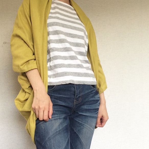 訂單製作 日本產雙層紗羽織風衣 芥黃 第1張的照片