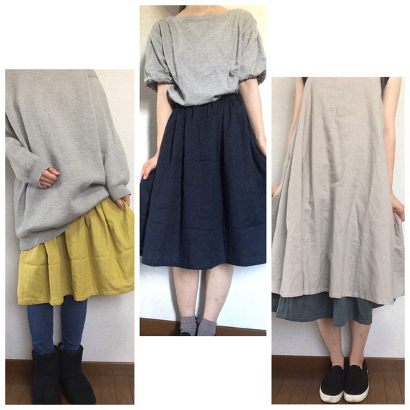 訂單製作 日本產雙層紗 內搭外穿皆適合的裙子 芥黃 第3張的照片