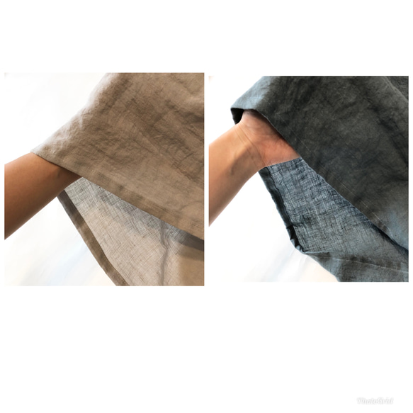 受注製作　ボトムスが選べる　国産リネンのお袖2wayプルオーバーのセットアップ　トップスネイビー 10枚目の画像