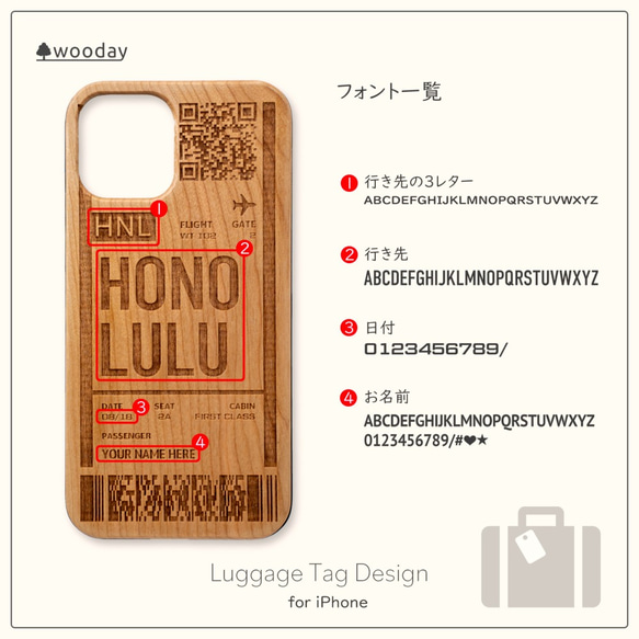 iPhone 木製ケース ラゲッジタグデザイン 3枚目の画像