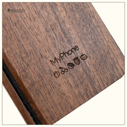 iPhone 天然木　手帳型　フルウッドケース　リンゴモデル　ウォールナット　(名入れ可+700円） 3枚目の画像