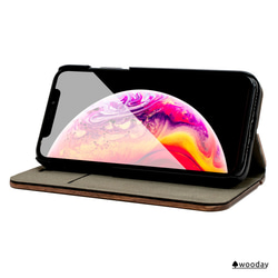 iPhone 天然木　手帳型　フルウッドケース　リンゴモデル　ウォールナット　(名入れ可+700円） 5枚目の画像