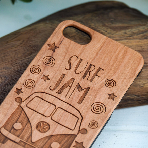 iPhone木製ケース SURF JAM (名入れ可 +700円) 2枚目の画像