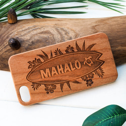 iPhone木製ケース マハロ　(テキスト変更可 +700円) 2枚目の画像