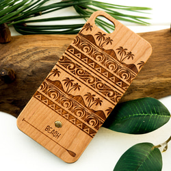 iPhone木製ケース ゴールド　シェル　(名入れ可 +700円) 1枚目の画像