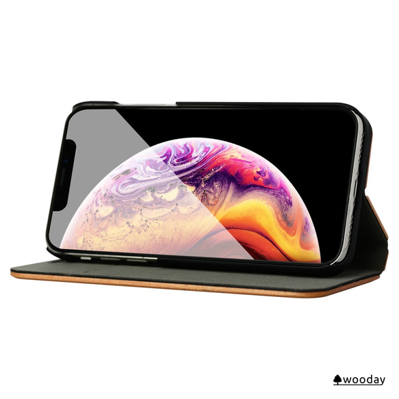 iPhone 天然木　手帳型　フルウッドケース　【当店オリジナル】(名入れ可+700円） 3枚目の画像