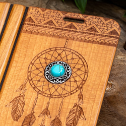 iPhone 天然木　手帳型　フルウッドケース　ドリームキャッチャー　(名入れ可+700円） 2枚目の画像