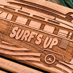 手帳型　天然木彫刻ケース　SURF'S UP　ハワイアン　(名入れ可+700円） 4枚目の画像