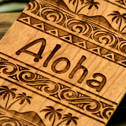 iPhone 天然木 彫刻ケース　トロピカル　(名入れ可+700円） 3枚目の画像