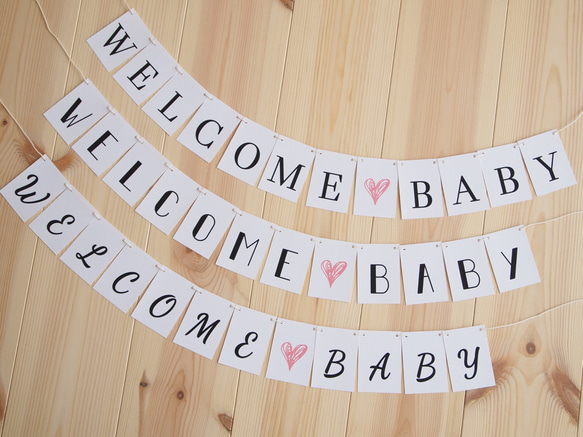 【送料無料】選べるフォント☆ミニ WELCOME♡BABYガーランド＊マタニティフォトやニューボーンフォトに 4枚目の画像