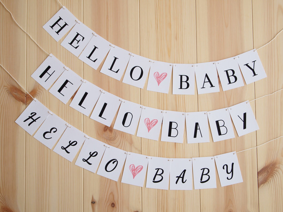 ♡20超‼︎【送料無料】選べるフォント☆ミニ HELLO♡BABYガーランド＊マタニティフォトやニューボーンフォトに 4枚目の画像