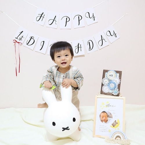 選べるフォント&リボン☆HAPPY BIRTHDAYガーランド＊お誕生日会